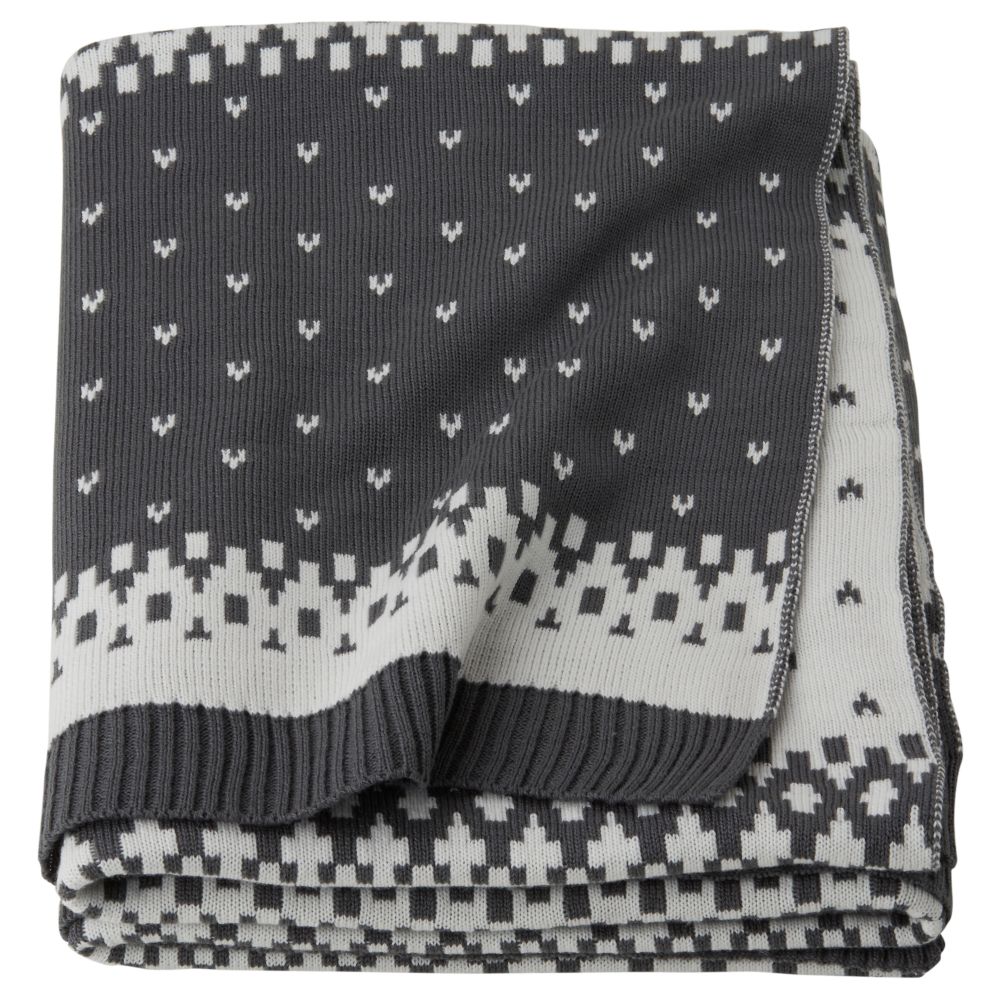 Плед СТЕНКРАССЕ, белый, серый (130x170 см) - фото 1