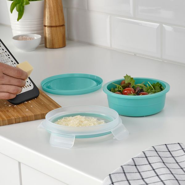 Контейнер для завтрака с отделением, круглый бирюзовый 450 мл IKEA IKEA 365+ ИКЕА/365+ 404.800.31 - фото 3