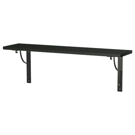 Полка навесная ЭКБИ ХЕМНЭС / ЭКБИ ХОЛЬ, черно-коричневый, черный (79x19 см)