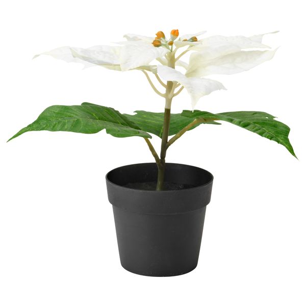 Искусственное растение в горшке ФЕЙКА, "Рождественская звезда" белый (9 см) - фото 1