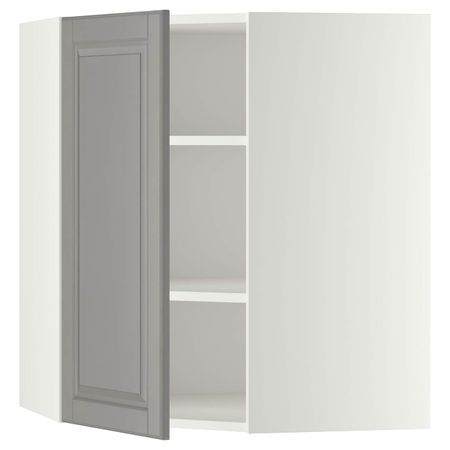 Угловой навесной шкаф с полками, белый/Будбин серый 68x80 см IKEA METOD МЕТОД 792.270.48