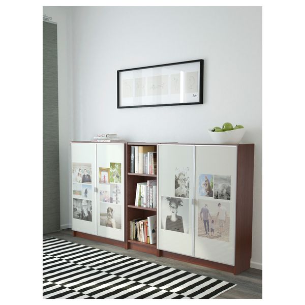 Стеллаж БИЛЛИ / МОРЛИДЕН, классический коричневый (200x106x28 см) - схема-чертеж с размерами