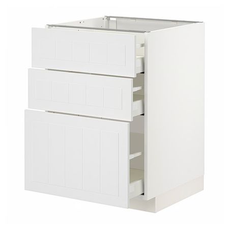METOD / MAXIMERA Напольный шкаф с 3 ящиками - белый/Stensund белый 60x60 см