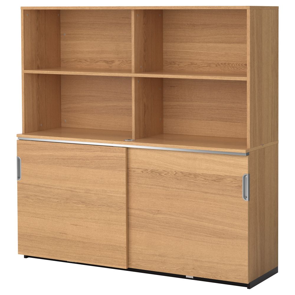 Комбинация для хранения с раздвижной дверцами ГАЛАНТ, дубовый шпон (160x160 см) - фото 1