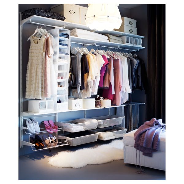 Настенная шина, штанга, модуль для/обуви, белый 256x41x199 см IKEA АЛЬГОТ 192.765.55 - схема-чертеж с размерами