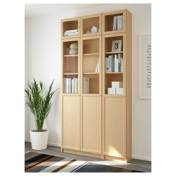 Стеллаж, 120x30x237 см, березовый шпон, стекло IKEA BILLY БИЛЛИ, OXBERG ОКСБЕРГ 292.177.30 - фото 3