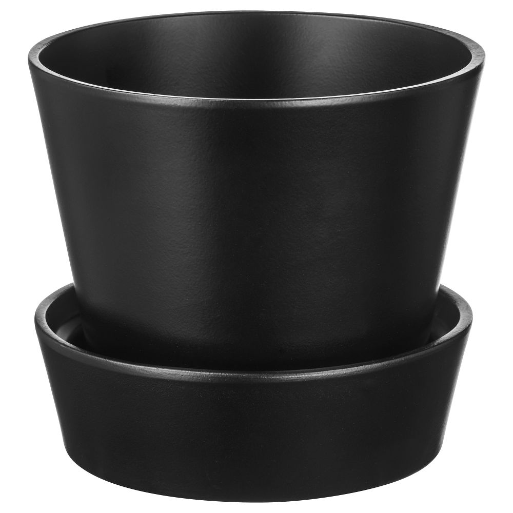 Горшок цветочный с поддоном СЕНАП, черный (12 см) - фото 1