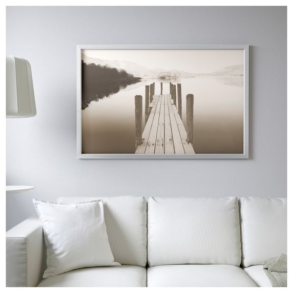 Картина с рамой БЬЁРКСТА, Пристань на рассвете, цвет алюминия (78x118 см) - фото 2