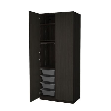 Гардероб, комбинация, под мореный ясень, черно-коричневый 100x60x236 см IKEA PAX ПАКС / FORSAND ФОРСАНД 294.204.68