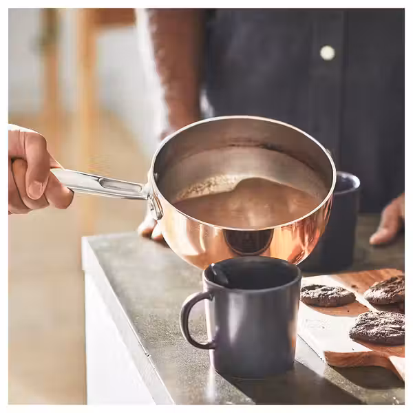 FINMAT Ковш с крышкой - медь/нержавеющ сталь 1.5 л - схема-чертеж с размерами