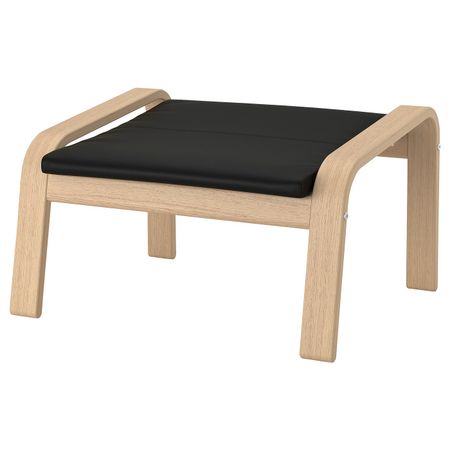 Табурет для ног, дубовый шпон, беленый, Смидиг черный IKEA ПОЭНГ 192.817.12