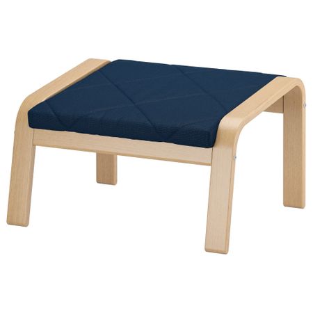 Табурет для ног ПОЭНГ, дубовый шпон, Эдум темно-синий