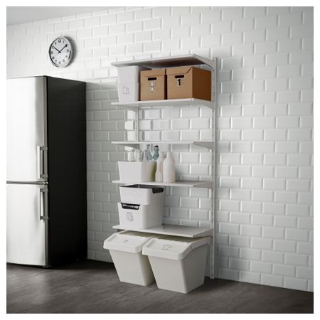 Настенная шина, полки АЛЬГОТ, белый (86x41x197 см)