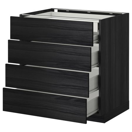 Напольный шкаф 4 фронтальных, 2 низких, 3 средних ящ, черный, Тингсрид черный 80x60 см IKEA МЕТОД / ФОРВАРА 792.672.99