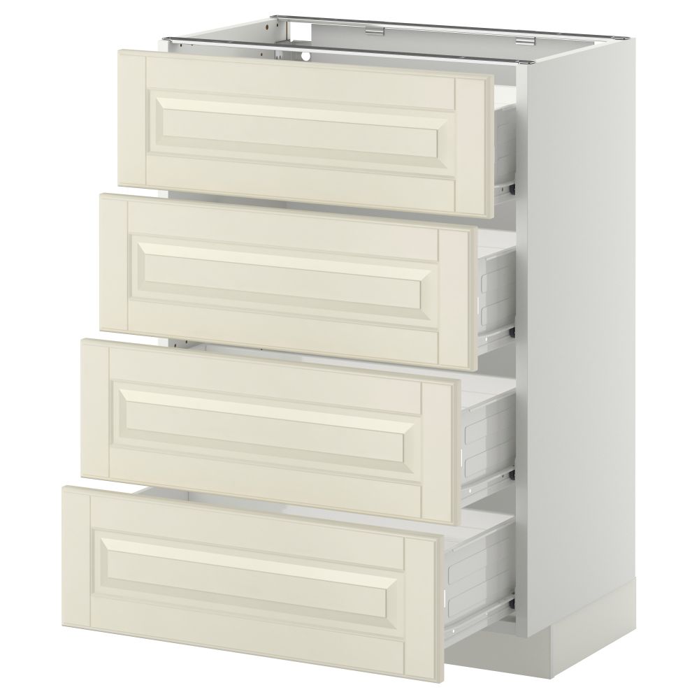 Напольный шкаф 4 фронтальных панели, 4 ящика МЕТОД / ФОРВАРА, белый, Будбин белый с оттенком - схема-чертеж с размерами