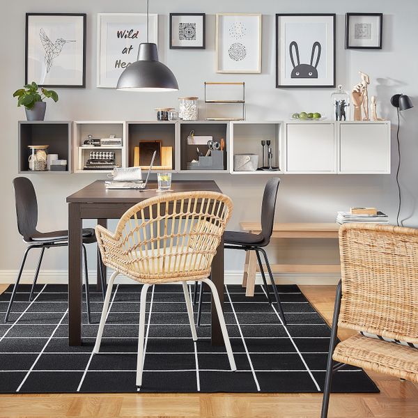 Ковер безворсовый, для/дома/улицы, черный-белый 200x200 см IKEA SVALLERUP СВАЛЛЕРУП 904.352.15 - фото 5