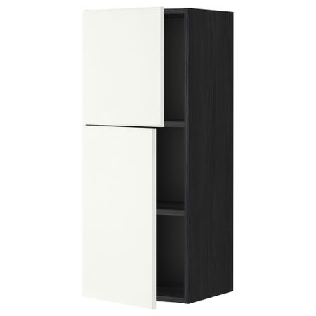 Навесной шкаф с полками, 2 дверцы МЕТОД, черный, Хэггеби белый