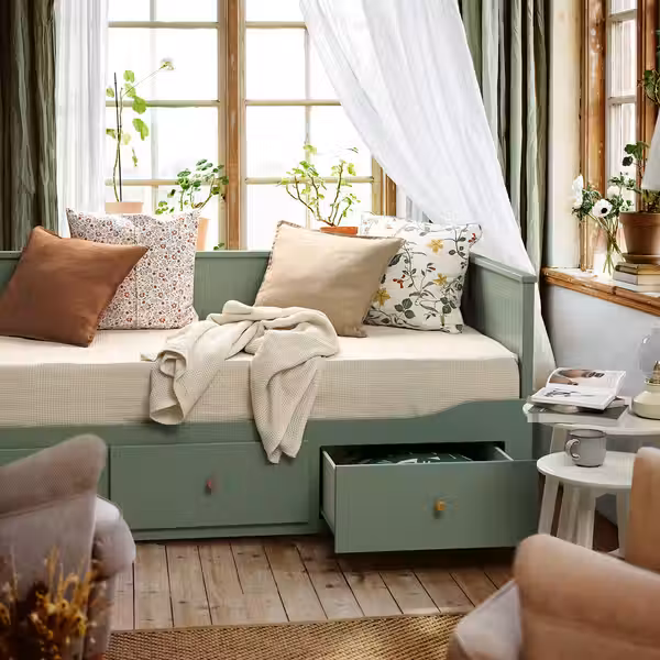 HEMNES Кушетка с 2 матрасами/3ящиками - фото 7