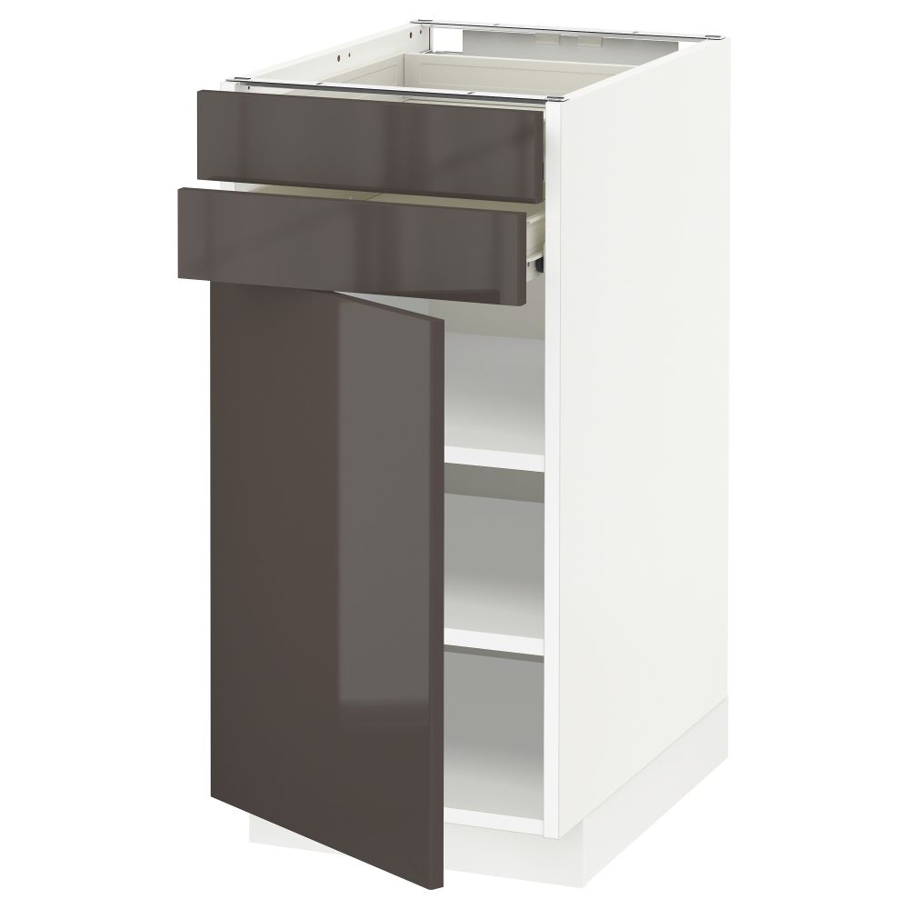 Напольный шкаф с дверцей, 2 ящиками МЕТОД / ФОРВАРА, белый, Рингульт серый - схема-чертеж с размерами