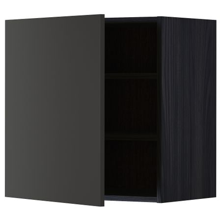 Навесной шкаф с полками, черный, Nickebo матовый антрацит, 60x60 см IKEA METOD МЕТОД 794.979.12