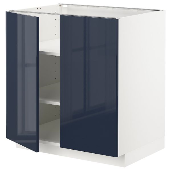 Напольный шкаф с полками/2двери, белый/Ерста черно-синий 80x60x80 см IKEA METOD МЕТОД 892.826.90 - схема-чертеж с размерами