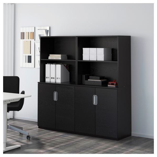 Комбинация для хранения с дверцами ГАЛАНТ, черно-коричневый (160x160 см) - фото 2