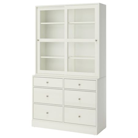 HAVSTA Комбинация для хранения с сткл двр - белый 121x47x212 см