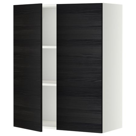 Навесной шкаф с полками/2дверцы, белый, Тингсрид черный 80x100 см IKEA МЕТОД 792.244.36