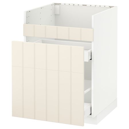 Напольный шкаф для мойки ХАВСЕН/3фасада/2ящ, белый/Хитарп белый с оттенком 60x60 см IKEA METOD МЕТОД 992.804.45