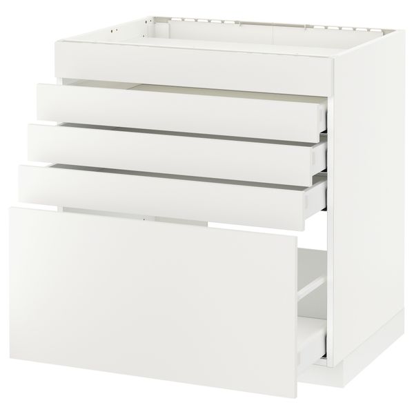 Напольный шкаф для варочной панели, 5 фасадов, 4 ящиков МЕТОД / МАКСИМЕРА, белый, Хэггеби белый - схема-чертеж с размерами