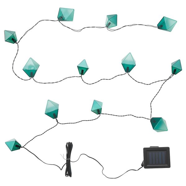 Гирлянда, 12 светодиодов, для сада на солнечной батарее/в форме алмаза синий IKEA СОЛВИДЕН 204.530.43 - фото 1