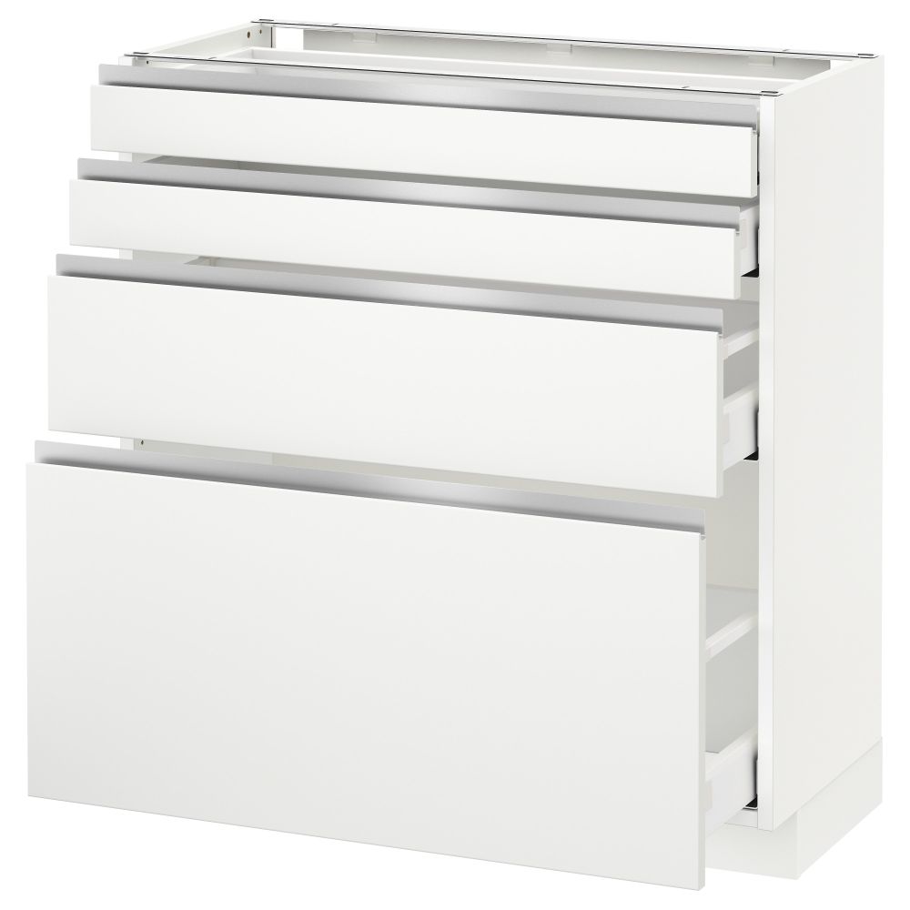 Напольный шкаф 4 фронтальных панели, 4 ящика МЕТОД / МАКСИМЕРА, белый, Нодста белый - схема-чертеж с размерами