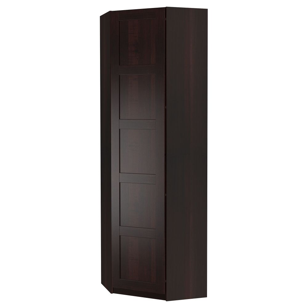 Гардероб угловой ПАКС, черно-коричневый, Бергсбу черно-коричневый - фото 1