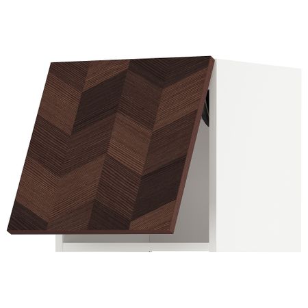 Горизонтальный навесной шкаф, белый Hasslarp, коричневый с рисунком, 40x40 см IKEA METOD МЕТОД 594.009.68