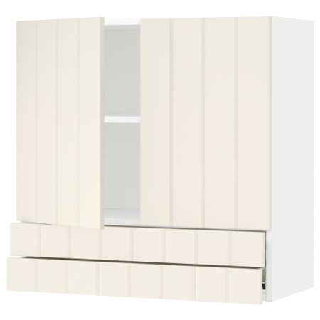 Навесной шкаф, 2 дверцы, 2 ящика МЕТОД / ФОРВАРА, белый, Хитарп белый с оттенком