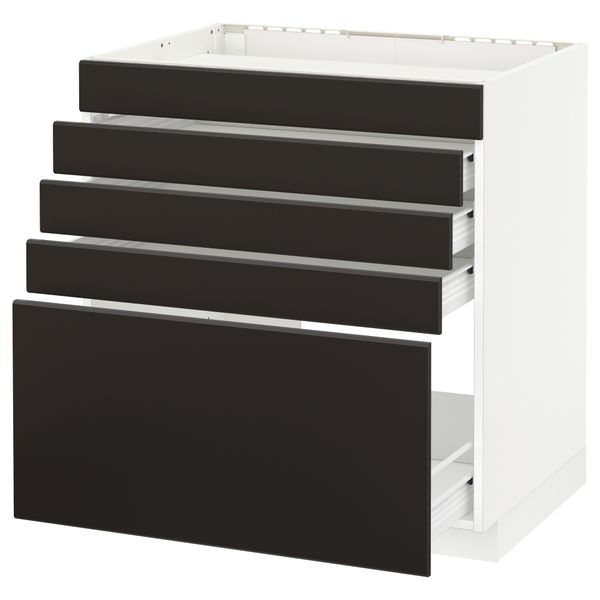 Напольный шкаф для варочной панели, 5 фасадов, 4 ящиков МЕТОД / ФОРВАРА, белый, Кунгсбакка антрацит - схема-чертеж с размерами
