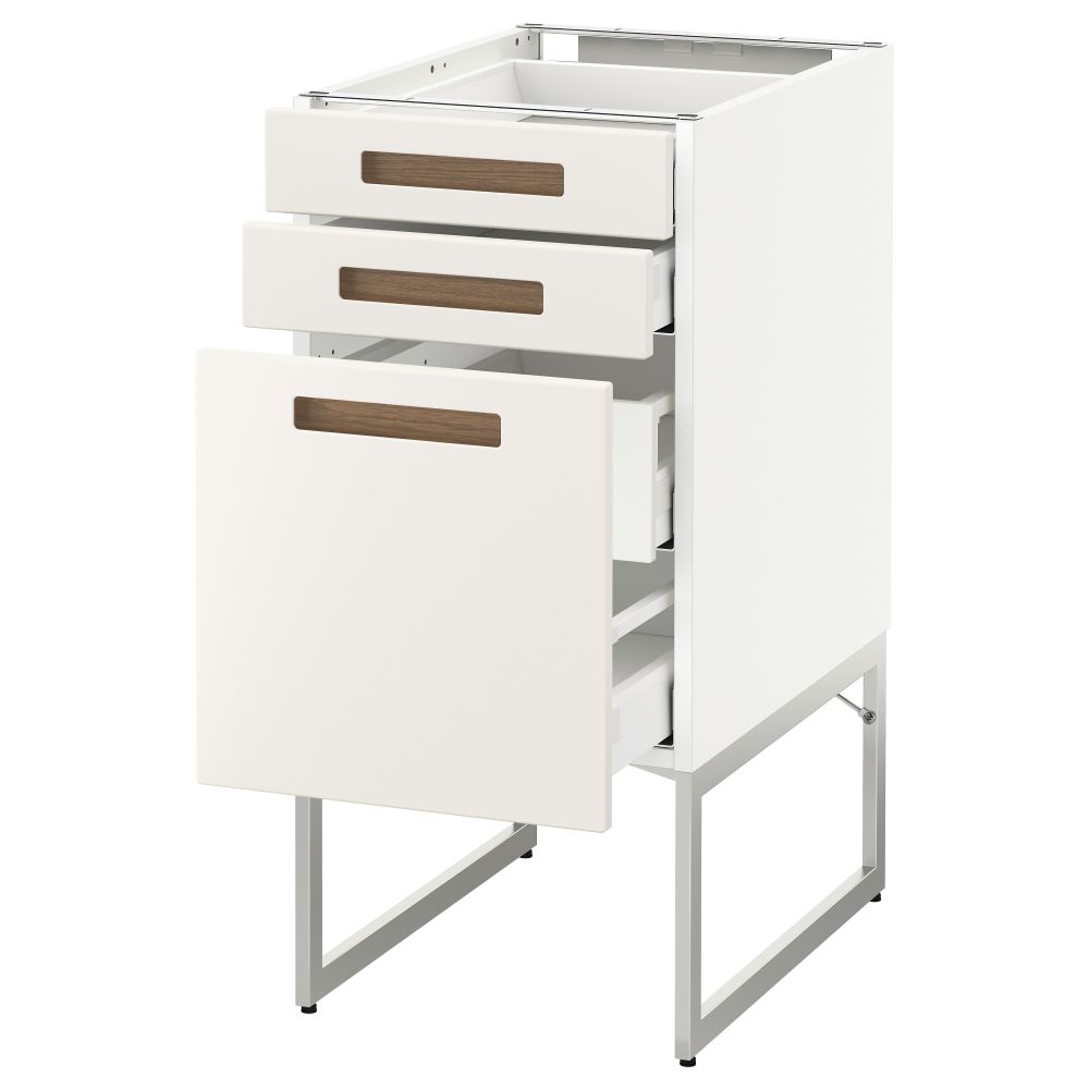 Напольный шкаф 3 фронтальных панели, 2 нижних, 2 средних ящика МЕТОД / МАКСИМЕРА, белый, Мэрста белый - схема-чертеж с размерами