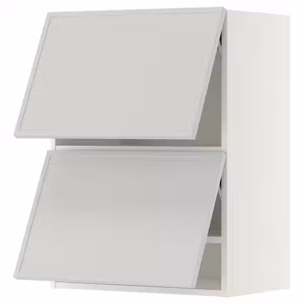 METOD Навесной шкаф/2 дверцы, горизонтал - белый/Aspudden светло-серый 60x80 см - фото 1