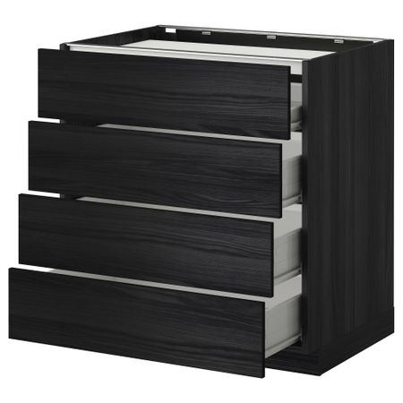 Напольный шкаф, 4 фронтальных панели, 4 ящика МЕТОД / ФОРВАРА, черный, Тингсрид черный