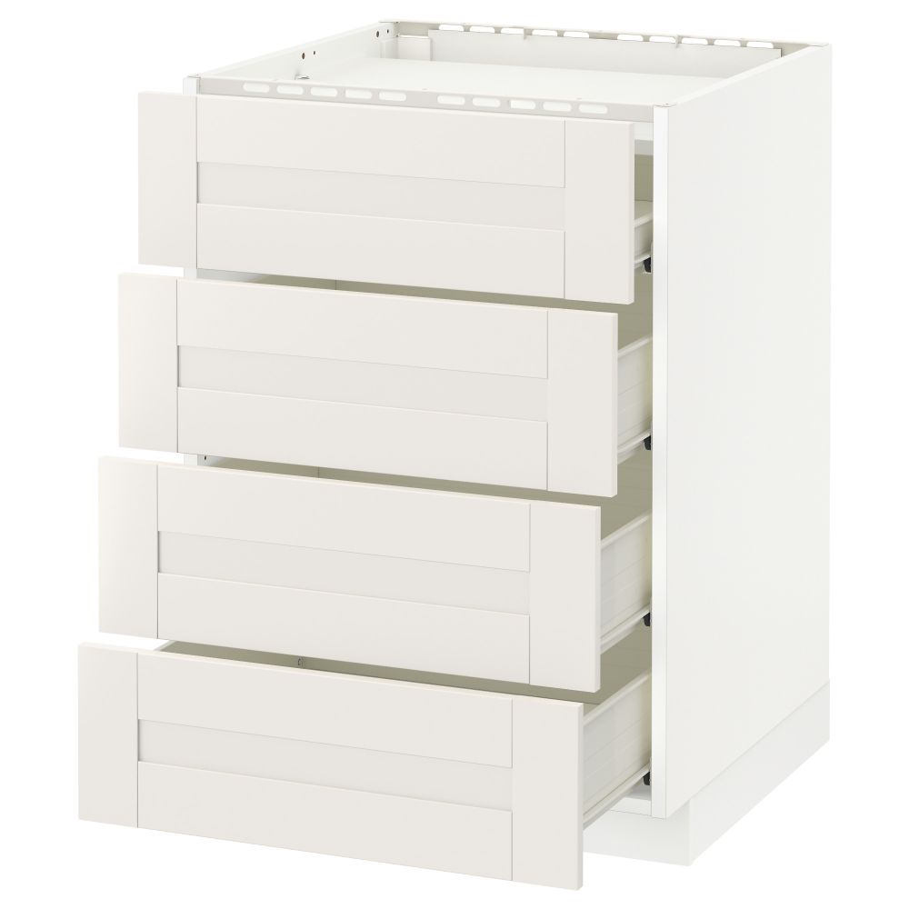Напольный шкаф, 4 фронтальных панели, 4 ящика МЕТОД / ФОРВАРА, белый, Сэведаль белый - фото 1