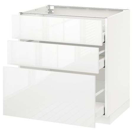 Напольный шкаф с 3 ящиками, белый/Рингульт белый 80x60 см IKEA METOD МЕТОД / MAXIMERA МАКСИМЕРА 592.357.56
