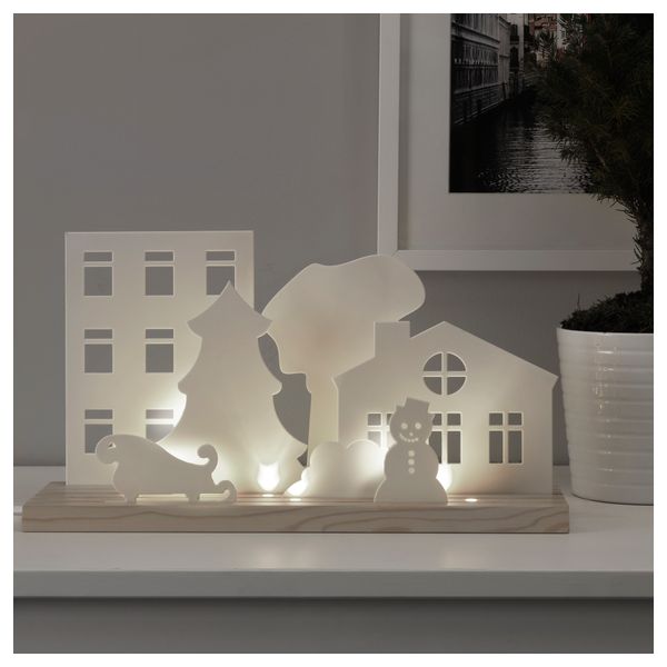 Светодиодное настольное украшение СТРОЛА, дома - схема-чертеж с размерами