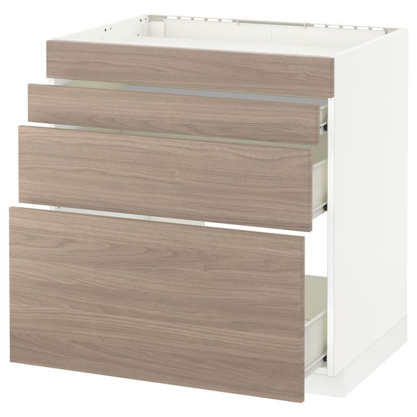 Напольный шкаф для духовки, 4фасада, 3 ящика МЕТОД / ФОРВАРА, белый, Брокхульт светло-серый - схема-чертеж с размерами