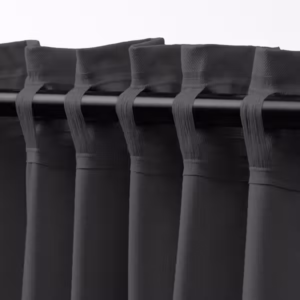 KORGMOTT КОРГМОТТ Гардины, блокирующие свет, 2 шт. - темно-серый/с лентой 145x300 см - фото 5