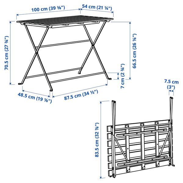 Стол + 4 стула, для сада, синий-черный, серо-кориченевая морилка IKEA TÄRNÖ ТЭРНО 094.351.97 - фото 5