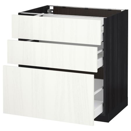 Напольный шкаф с 3 ящиками МЕТОД / МАКСИМЕРА, черный, Росдаль белый