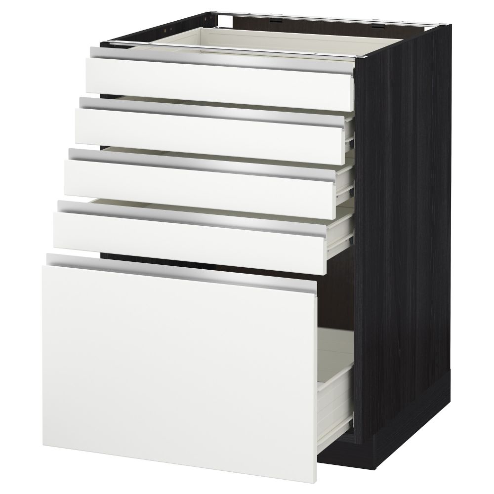 Напольный шкаф с 5 ящиками МЕТОД / ФОРВАРА, черный, Нодста белый - схема-чертеж с размерами