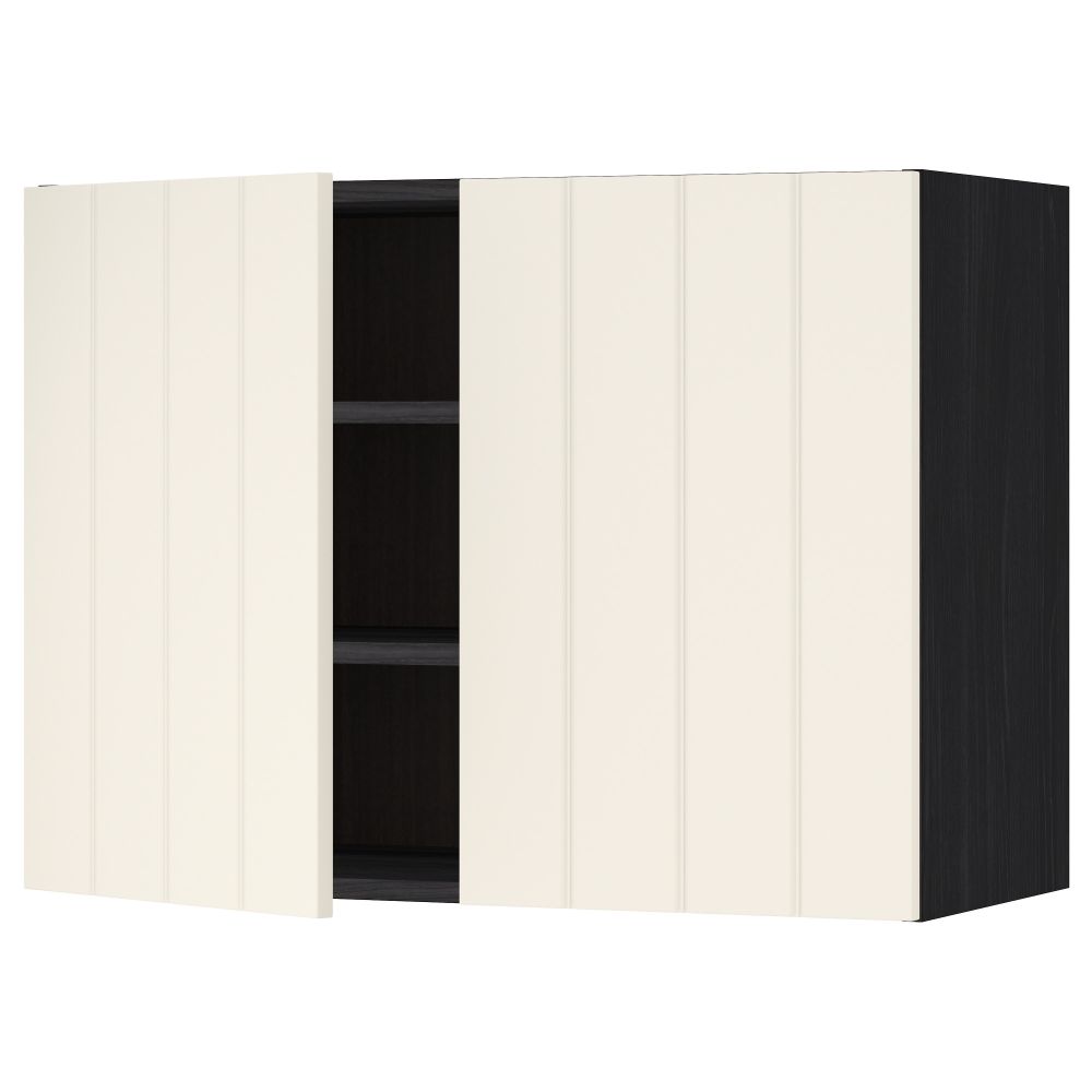 Навесной шкаф с полками, 2 дверцы МЕТОД, черный, Хитарп белый с оттенком - схема-чертеж с размерами