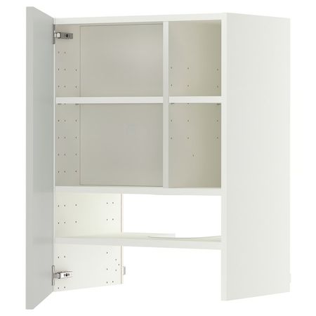 METOD Навесной шкаф д/вытяжки/полка/дверь - белый/Aspudden светло-серый 60x80 см