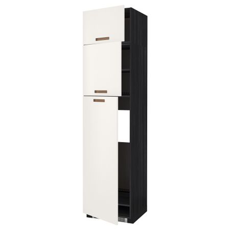 Высокий шкаф для холодильника, 3 дверцы МЕТОД, черный, Мэрста белый (60x60x240 см)